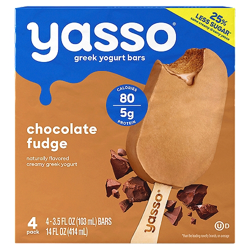Yasso Chocolate Fudge Greek Yogurt Bars, 3.5 fl oz, 4 count
We took our creamy frozen Greek yogurt and blended it with yum-inducing cocoa powder for a treat that's amazing, anytime. At 80 calories and 6g of protein, we truly mean. Any. Time. We're coming for you, breakfast! Enjoy!
Amanda & Drew Founders

Looks like the freezer is the new 'snack drawer'