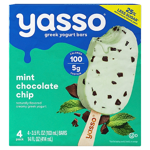 Yasso Mint Chocolate Chip Greek Yogurt Bars, 3.5 fl oz, 4 count
Put this mint where your mouth is
If you're hoping for a hint of mint, lick elsewhere. Our mint chocolate chip bar doubles down on flavor with Yasso's mintiest mint frozen greek yogurt. Then we mix in chocolatey chips, because we're all about keeping it classic. Enjoy!
Amanda & Drew Founders

Looks like the freezer is the new 'snack drawer'