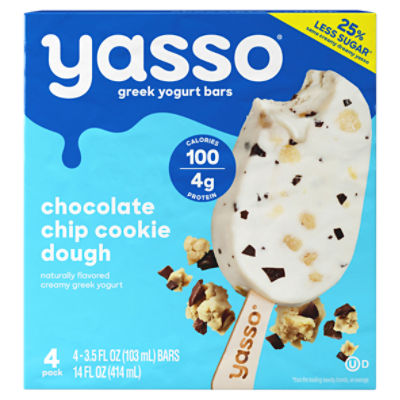 Yasso Frozen Greek Yogurt Chocolate Chip Cookie Dough Bars, 4 Each