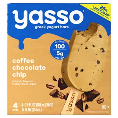 Yasso Coffee Chocolate Chip Greek Yogurt Bars, 3.5 fl oz, 4 count