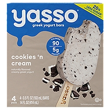 Yasso Cookies 'n Cream, Greek Yogurt Bars, 4 Each