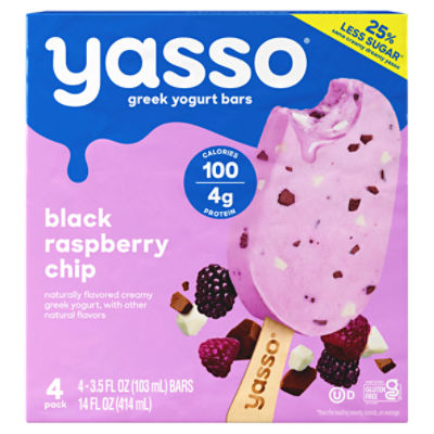 Yasso Black Raspberry Chip Greek Yogurt Bars, 3.5 fl oz, 4 count