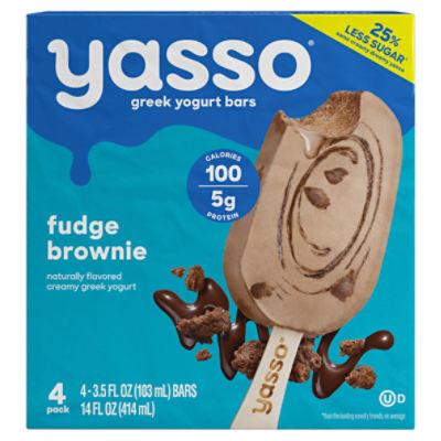 Yasso Fudge Brownie Greek Yogurt Bars, 3.5 fl oz, 4 count