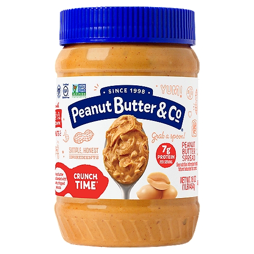 100% Natural Peantut Butter With Great Big Pieces Of Chopped Peanuts. Hydrogenated Oils, No Trans-Fats, No Cholesterol, No High-Fructose Cron Syrup, No Refined Sugars, Gluten-Free, Kosher Pareve.