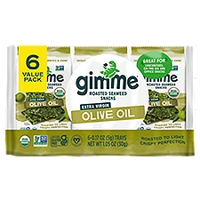 Gimme Extra Virgin Olive Oil Roasted Seaweed Snacks Value Pack, 0.17 oz, 6 count, 0.17 Ounce