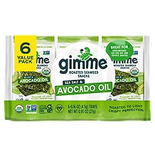 Gimme Sea Salt & Avocado Oil Roasted Seaweed Snacks Value Pack, 0.16 oz, 6 count