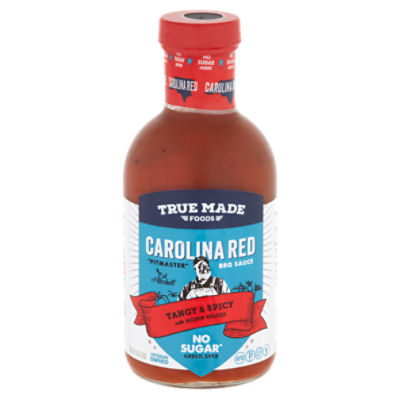 True Made Foods Carolina Red Tangy & Spicy No Sugar BBQ Sauce, 18 oz