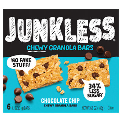 Junkless Chocolate Chip Chewy Granola Bars, 1.1 oz, 6 count