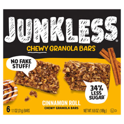 Junkless Cinnamon Roll Chewy Granola Bars, 1.1 oz, 6 count
