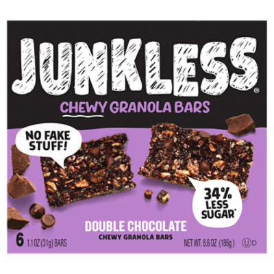 Junkless Double Chocolate Chewy Granola Bars, 1.1 oz, 6 count