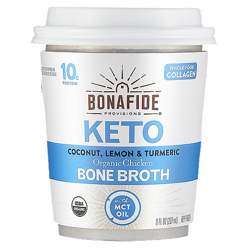 Bonafide Provisions Keto Coconut, Lemon & Turmeric Organic Chicken Bone Broth, 8 fl oz