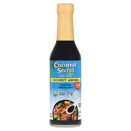 Coconut Secret Coconut Aminos Organic Soy Free Alternative Sauce, 8 oz
72% Less Sodium than the leading brand of soy sauce†‡
†See nutrition information for sodium content.
‡Coconut Secret Coconut Aminos contains 270mg of sodium per Tbsp; the leading brand of soy sauce contains 960mg sodium per Tbsp.

Get in on the Secret
Discover the original soy-free alternative to soy sauce made from the sap of the wondrous coconut tree. Hand-harvested from organic coconut blossoms, naturally fermented and blended only with natural sea salt. It is our great joy to share the delicious, sweet-tangy flavor of these clean and exceptional ingredients with you.