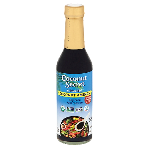Coconut Secret Coconut Aminos Organic Soy Free Alternative Sauce, 8 oz
72% Less Sodium than the leading brand of soy sauce†‡
†See nutrition information for sodium content.
‡Coconut Secret Coconut Aminos contains 270mg of sodium per Tbsp; the leading brand of soy sauce contains 960mg sodium per Tbsp.

Get in on the Secret
Discover the original soy-free alternative to soy sauce made from the sap of the wondrous coconut tree. Hand-harvested from organic coconut blossoms, naturally fermented and blended only with natural sea salt. It is our great joy to share the delicious, sweet-tangy flavor of these clean and exceptional ingredients with you.