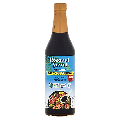 Coconut Secret Coconut Aminos Organic Soy Free Alternative Sauce, 16.9 oz
72% Less Sodium than the leading brand of soy sauce†‡
†See nutrition information for sodium content.
‡Coconut Secret Coconut Aminos contains 270mg of sodium per tbsp; the leading brand of soy sauce contains 960mg sodium per tbsp.

Get in on the Secret
Discover the original soy-free alternative to soy sauce made from the sap of the wondrous coconut tree. Hand-harvested from organic coconut blossoms, naturally fermented and blended only with natural sea salt. It is our great joy to share the delicious, sweet-tangy flavor of these clean and exceptional ingredients with you.
