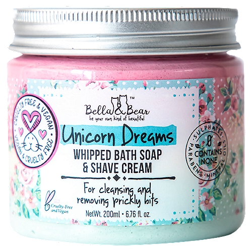 Bella & Bear Unicorn Dreams Whipped Bath Soap & Shave Cream, 6.76 fl oz
