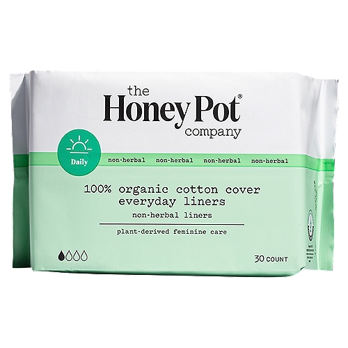 The Honey Pot Daily Non-Herbal 100% Organic Cotton Cover Everyday Liners, 30 count