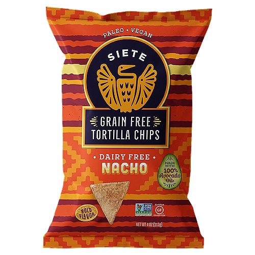 Siete Nacho Grain Free Tortilla Chips, 4 ozWhat is Cassava? Cassava is a root vegetable and staple crop in many parts of the world, including Latin America, Africa, and Asia.  Enjoy with family, friends, and neighbors because together is better.