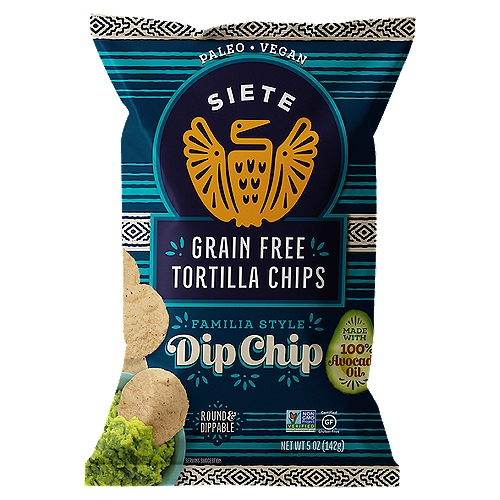 Siete Grain Free Familia Style Dip Chip Tortilla Chips, 5 oz
What is Cassava?
Cassava is a root vegetable and staple crop in many parts of the world, including Latin America, Africa, and Asia.

Enjoy with family, friends, and neighbors because together is better!