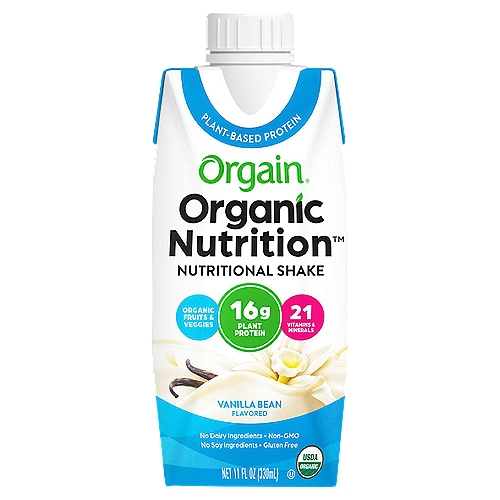 Orgain Organic Nutrition Vanilla Bean Flavored Nutritional Shake, 11 fl oz