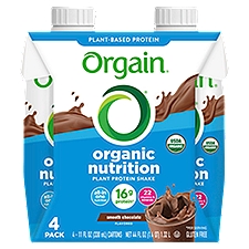 Orgain Organic Nutrition Smooth Chocolate Flavored Protein Shake, 11 fl oz, 4 count