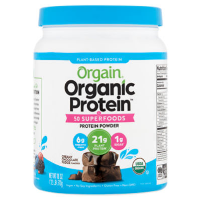 Orgain Organic Protein Creamy Chocolate Fudge Flavored 50 Superfoods Protein Powder, 18 oz
