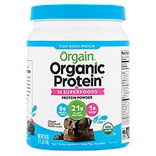 Orgain Organic Protein Creamy Chocolate Fudge Flavored 50 Superfoods Protein Powder, 18 oz