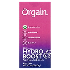 Orgain Hydro Boost Berry Flavored Rapid Hydration Drink Mix, 8 count, 3.6 oz