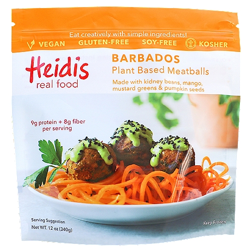 Heidi's Real Food Barbados Plant Based Meatballs, 12 oz