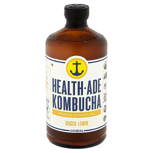 Health-Ade Kombucha Ginger-Lemon Probiotic Tea, 16 fl oz
Follow Your Gut!®
Pucker up with our classic and fan favorite, organic and raw ginger-lemon kombucha.

The best tasting and highest quality kombucha you can buy.
All glass - no plastic
Real food - handcrafted
Small batch kombucha - 2.5 gallons
Cold-pressed flavors