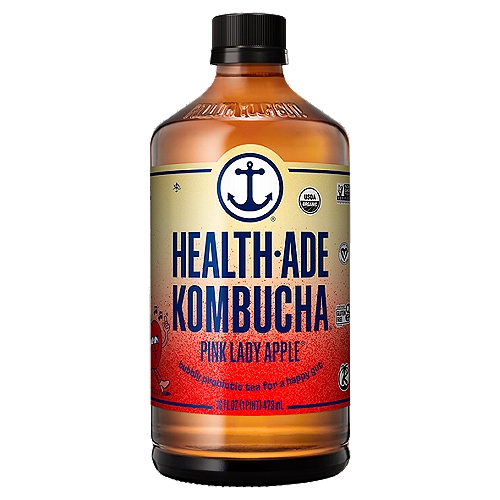 Health-Ade Kombucha Pink Lady Apple Probiotic Tea, 16 fl oz
Follow Your Gut!®
Incredibly crisp with a hint of cider, our organic and raw pink lady apple kombucha is truly nature's treat.

The best tasting and highest quality kombucha you can buy.
All glass - no plastic
Real food - handcrafted
Small batch kombucha - 2.5 gallons
Cold-pressed flavors