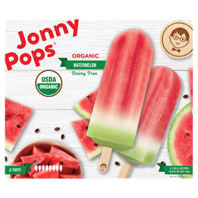 JonnyPops Organic Watermelon Pops, 1.85 fl oz, 8 count
