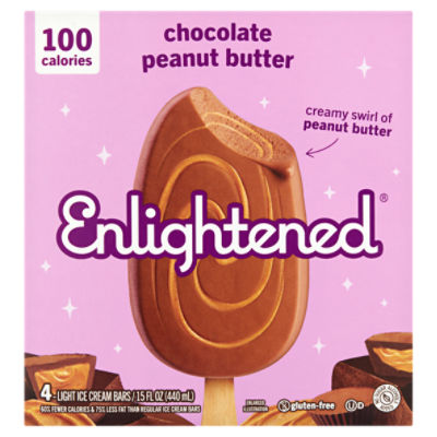 Enlightened Chocolate Peanut Butter Light Ice Cream Bars, 4 count, 15 fl oz