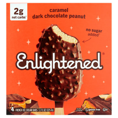 Enlightened Caramel Dark Chocolate Peanut French Ice Cream Bars, 4 count, 11 fl oz ShopRite