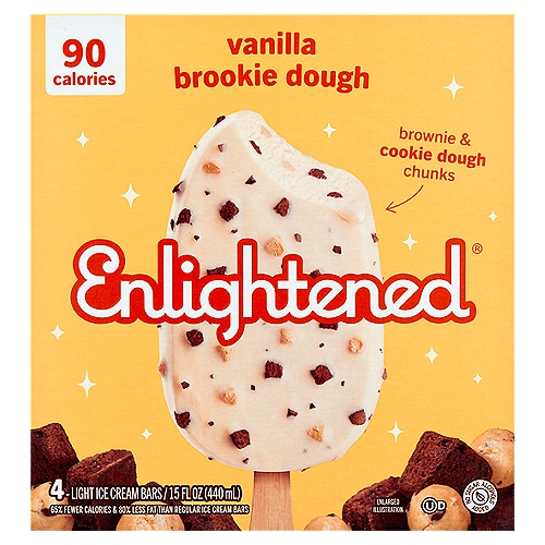 Enlightened Vanilla Brookie Dough Light Ice Cream Bars, 4 count, 15 fl oz
