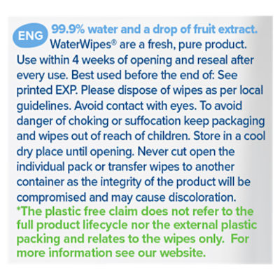 WaterWipes Plastic-Free Original Baby Wipes, 99.9% Water Based