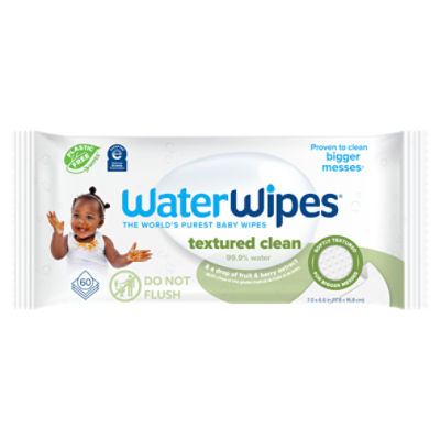 WaterWipes Textured Clean 99.9% Water Based Toddler & Baby Wipes, 60 count
