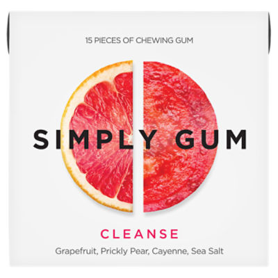 Simply Gum Cleanse Grapefruit, Prickly Pear, Cayenne, Sea Salt Chewing Gum, 15 count