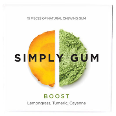 Simply Gum Boost Lemongrass, Turmeric, Cayenne Natural Chewing Gum, 15