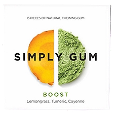 Simply Gum Boost Lemongrass, Turmeric, Cayenne Natural Chewing Gum, 15 count