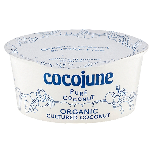 Cocojune Organic Pure Cultured Coconut, 4 oz
Our Promises
Earth-friendly. We only use certified organic plant-based ingredients.
Science-based. Serving us a proven dose of research-backed probiotics.
Purpose-driven. Happiness in your microbiome and under the stars..

Our Cultures
Bifidobacterium anim. s. lactis BB-12, Lactobacillus acidophilus LA-5, Lactobacillus paracasei CRL 431, Lactobacillus del. s. bulgaricus, Streptococcus thermophilus
