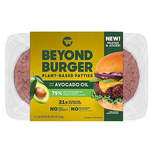 Beyond Meat Beyond Burger Plant-Based Patties, 4 oz, 2 count
Saturated fat comparison for 4oz (raw):
80/20 ground beef: 8g / Beyond Burger®: 5g