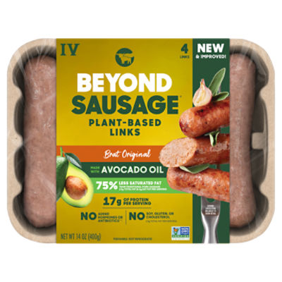 Beyond Meat Beyond Sausage Brat Original Plant-Based Sausage Links, 4 count, 14 oz, 14 Ounce