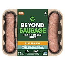 Beyond Meat Beyond Sausage Sausage Links, Plant-Based Dinner Brat Original, 14 Ounce