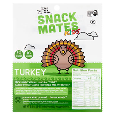 The New Primal Snack Mates Kids Turkey Sticks, 0.5 oz, 5 count