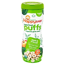 Happy Baby Organics Superfood Puffs Apple & Broccoli Organic Grain Snack, 2.1 oz 