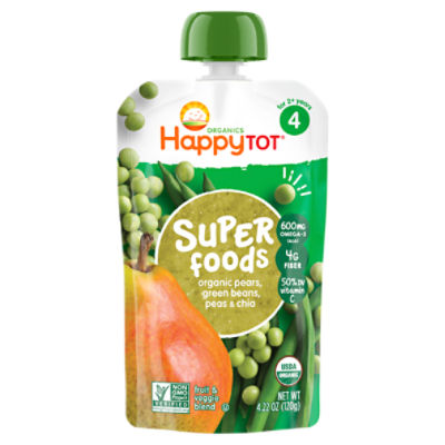 Happy Tot Fruit & Veggie Blend, Organic Pears, Mangos, Spinach