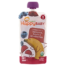 Happy Baby Organics Organic Bananas, Beets & Blueberries Baby Food, Stage 2, 6+ Months, 4 oz