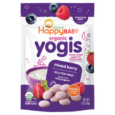 Happy Baby Organics Organic Yogis Freeze-Dried Yogurt & Fruit Snacks Mixed Berry 1 oz UNIT