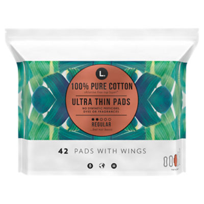 L. Chlorine Free Organic Cotton Ultra Thin Pads with Wings Regular  Absorbency, 42 count - Gerbes Super Markets