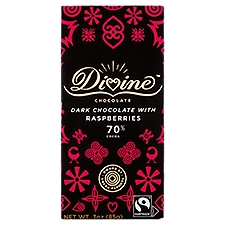 Divine 70% Cocoa Smooth Dark with Raspberries, Chocolate, 3 Ounce